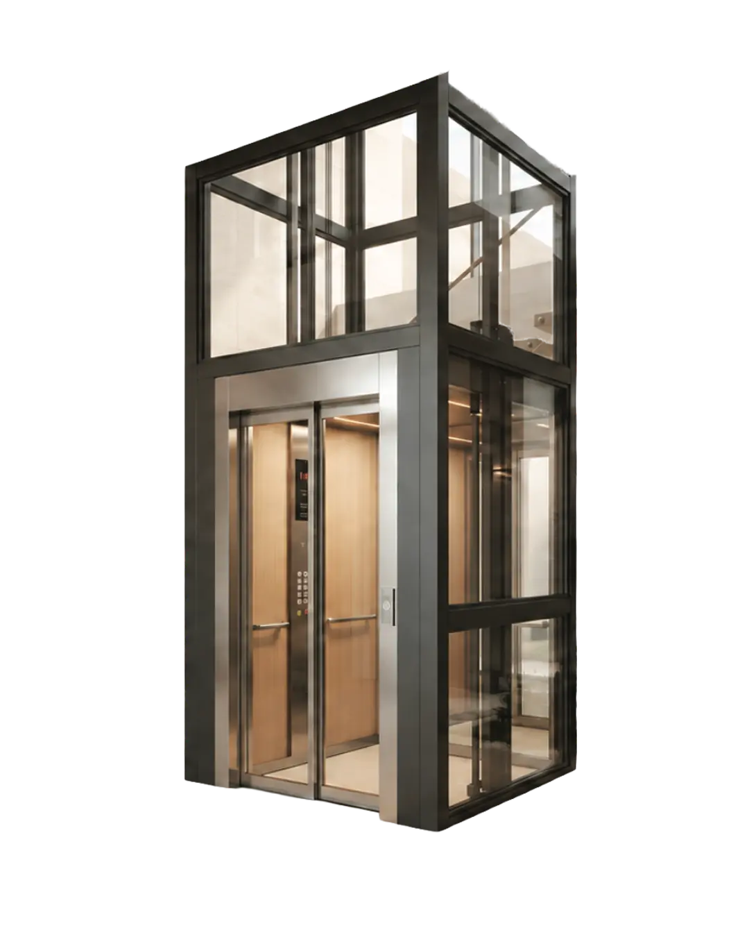 Teknix EVO self-supporting panoramic glass and architectural metal profile shaft